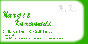 margit kormondi business card